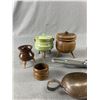 Image 2 : Danish Mincer, 1/4c Scoop, Cast Iron and Wood Tri Leg Pots