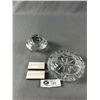 Image 1 : Beautiful Mid Century Modern Crystal Ashtray and Table Lighter