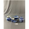 Image 1 : 4 Vintage Blue & White Flow Blue China & Foley Boot