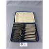 Image 1 : Antique P&MS Cased Silverplate Knife & Fork Fish Set- Original Patina