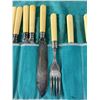 Image 2 : Vintage Bakalite Handled Fork & Knife Set-Sheffield-Birks Protective Cloth