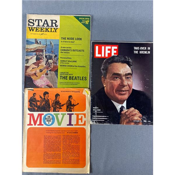 1964 Life Magazine with Beatles Story and 2 Other Beatles Magazines