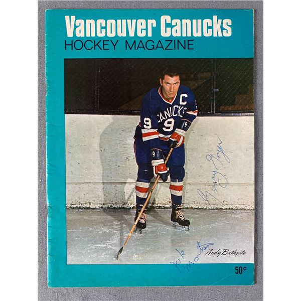 1969 WHL Vancouver Canucks Program Andy Bathgate Cover Autographed by 5 Canucks