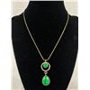 Image 2 : Vintage Silver Tone with Green Stones Pendant Necklace & Pair of Matching Earrings