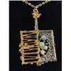 Image 2 : Vintage Gold Plated with Turquoise Pendant Necklace