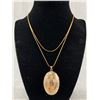 Image 1 : Extra Length Snake Skin Chain with Large Hinged Picture Locket Pendant