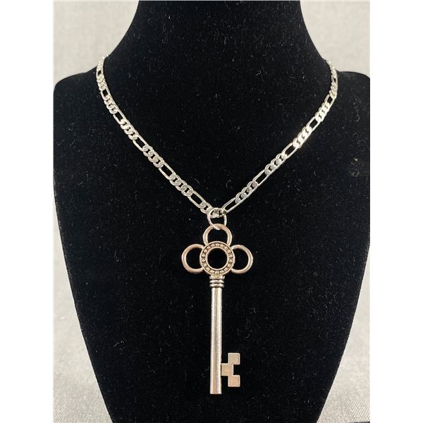 Silver Plated Chain with Key Pendant Necklace