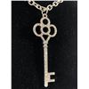 Image 2 : Silver Plated with Rhinestones Key Pendant Necklace. Adjustible to 20"L Key is 3" L