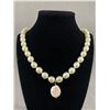 Image 1 : Lovely Hand Knotted Artificial Pearls w Genuine Pearl Pendant Necklace
