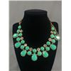 Image 1 : Beautiful Gold Plated with Turquois Color Glass Stones and Rhinestone Necklace