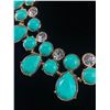 Image 2 : Beautiful Gold Plated with Turquois Color Glass Stones and Rhinestone Necklace