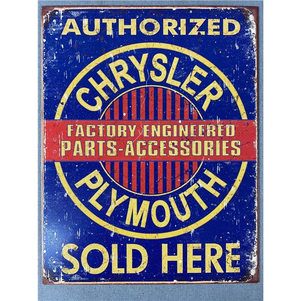 Vintage Looking Chrysler Plymouth Dealer Tin Sign