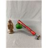 Image 1 : Vintage Metal Hudson Nebu-Lizor Sprayer w/Glass Jar & 6" Carved Wood Figure