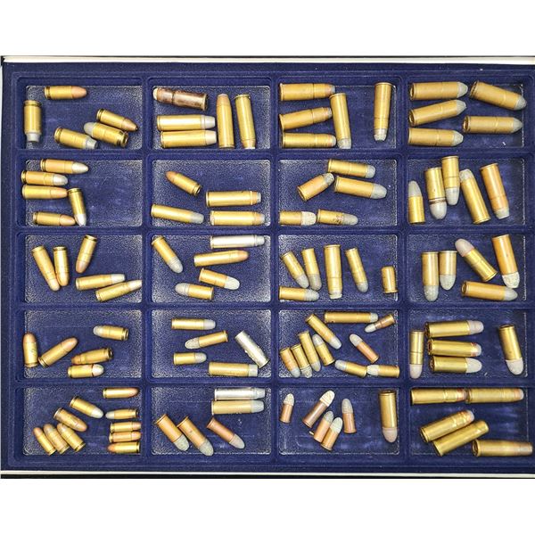Display Military Rounds Collector Ammunition - Display Case of Mixed Handgun Rounds - Over 100 rds
