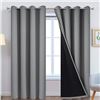 Image 1 : Yakamok 100% Blackout Curtains 96 Inches Long, Total Blackout Lined Curtain Panels for Bedroom, 2 Th