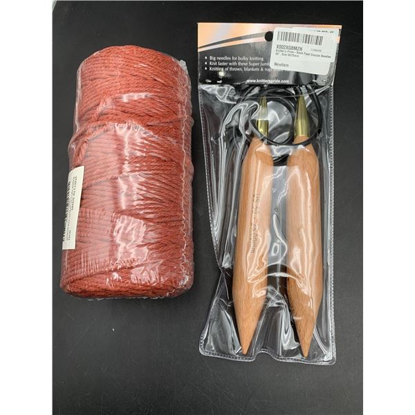 Knitters Pride-Fixed Circular Needes (40in) & Rust Red Macrome