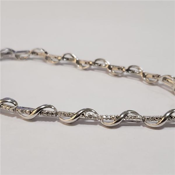 Silver Cubic Zirconia Bracelet (~Size 0) (~length 7 inches) (~weight 5.81g), Suggested Retail Value 