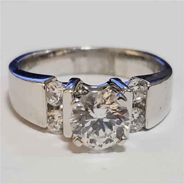Silver Cubic Zirconia Ring (~Size 7) - RING (~length 0 inches) (~weight 7.5g), Suggested Retail Valu