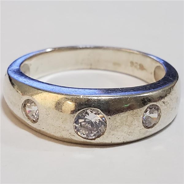 Silver Cubic Zirconia Ring (~Size 9) - RING (~length 0 inches) (~weight 4.65g), Suggested Retail Val