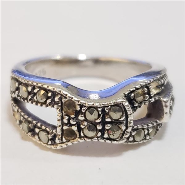 Silver Marcasite Ring (~Size 5.5) - RING (~length 0 inches) (~weight 4.76g), Suggested Retail Value 