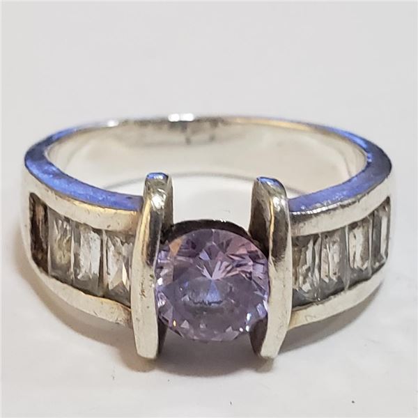 Silver Cubic Zirconia Ring (~Size 6.5) - RING (~length 0 inches) (~weight 4.72g), Suggested Retail V