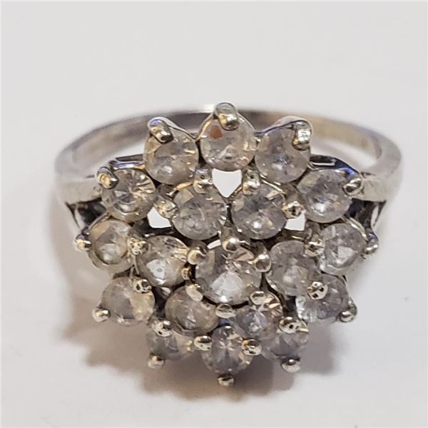 Silver Cubic Zirconia Ring (~Size 6.5) - RING (~length 0 inches) (~weight 3.17g), Suggested Retail V