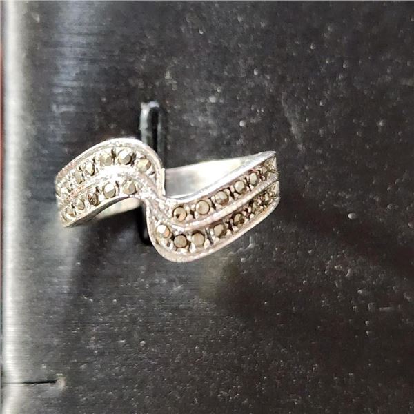 Silver Marcasite Ring (~Size 7.5) -RING, Suggested Retail Value $80