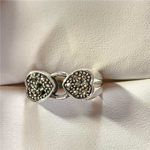Silver Marcasite Ring (~Size 7) -RING (~length 9.36 inches), Suggested Retail Value $150
