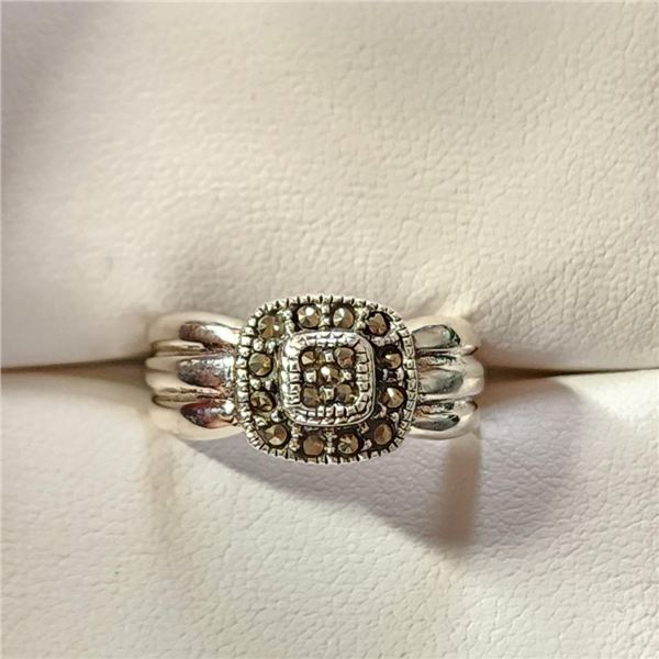 Silver Marcasite Ring (~Size 7.5) -RING, Suggested Retail Value $150