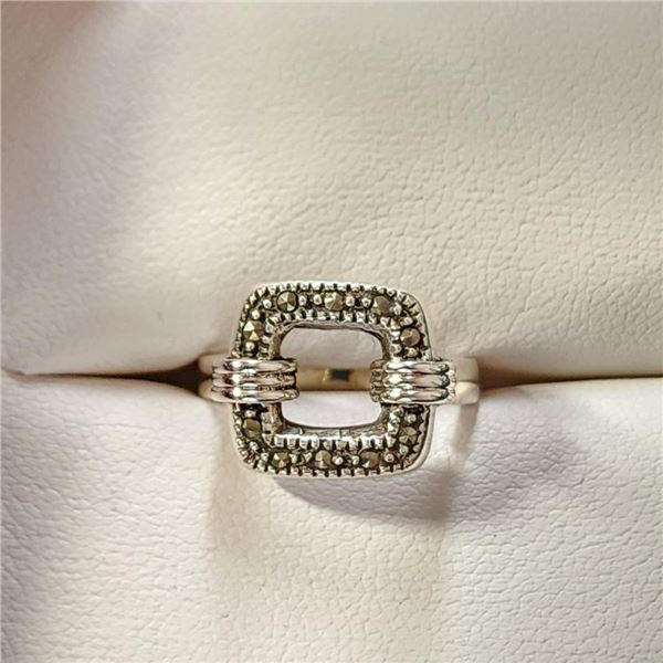 Silver Marcasite Ring (~Size 6.5) -RING (~length 0 inches), Suggested Retail Value $100