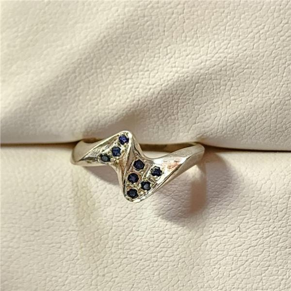 Silver Sapphire Ring (~Size 5.5) -RING (~length 0 inches), Suggested Retail Value $50