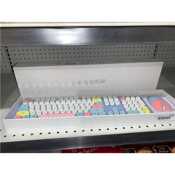 GEEZER Wireless Keyboard and Mouse Set Blue- Colorful Round Keycap Typewriter Keyboard 104 Keys - US