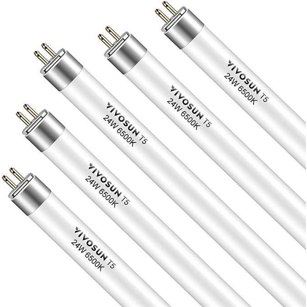 VIVOSUN T5 Grow Light Bulbs 2 Ft, 24W 6500K HO Fluorescent Tubes Light Bulbs, Cool White T5 Bulb for
