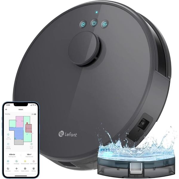 Lefant M1 Robot Vacuum and Mop, LiDAR Navigation, 4000Pa Suction, 150 Min Runtime, Real-time Map, No