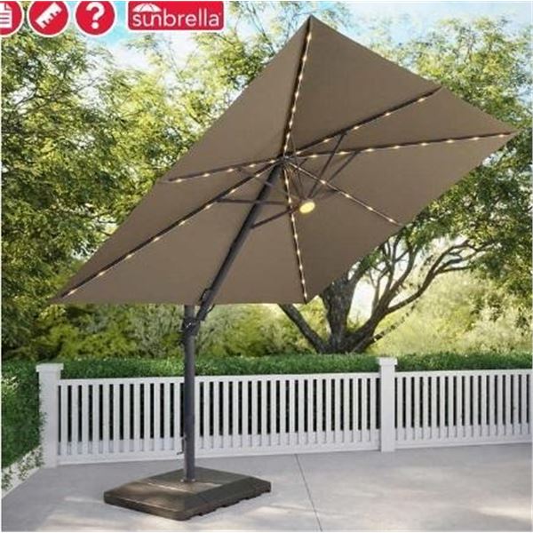 Sunbrella Seasons Sentry Square Solar LED Cantilever Umbrella - May Differ Slightly From Stock Photo