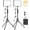 Image 1 : 2 Pack LED Video Light with 63'' Tripod Stand, Obeamiu 2500-8500K Dimmable Photography Studio Lighti