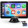 Image 1 : SANPTENT Portable Wireless Apple CarPlay Dash Mount & Android Auto Car Stereo, Drivemate, 7-Inch FHD