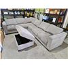 Image 1 : Grey Microfiber Sectional With Storage Ottoman