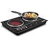 Image 1 : Hot Plate, CUSIMAX Double Burner Hot Plate for Cooking, 1800W Dual Control Portable Stove Countertop