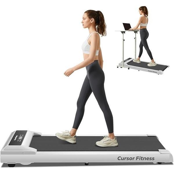 CURSOR FITNESS Under Desk Treadmill, 2 in 1 Walking Pad, 2.5 HP Quiet Brushless, 265 LBS Capacity fo