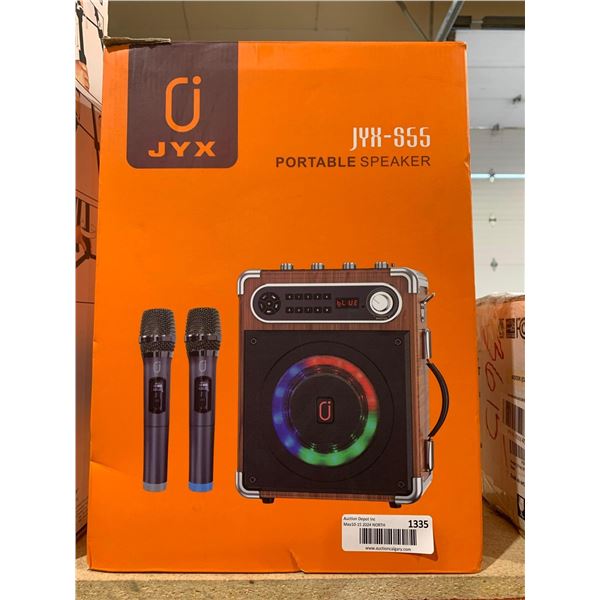 JYX Karaoke Machine with Two Wireless Microphones, Portable Bluetooth Speaker with Bass/Treble Adjus