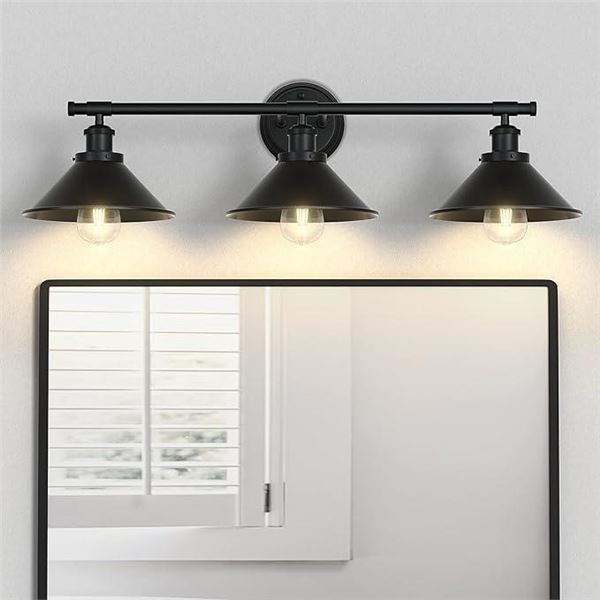 Licperron 3-Light Black Bathroom Vanity Light Fixtures Over Mirror, Farmhouse Vanity Wall Sconce Lig