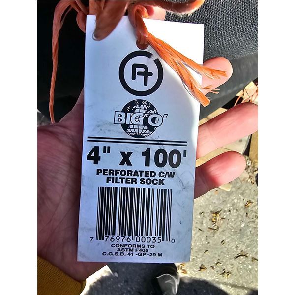 Big O Perforated C/W Filter Sock 4"x100' Dranage Pipe