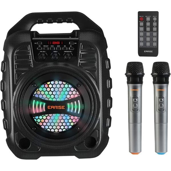 EARISE T26 PRO Karaoke Machine for Adults, Bluetooth PA Speaker System with 2 Wireless Microphones w