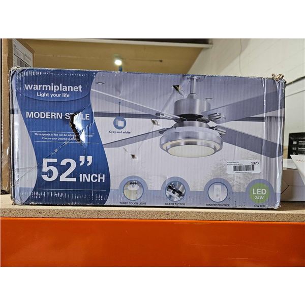 warmiplanet 52" Modern Style Ceiling Fan with Light