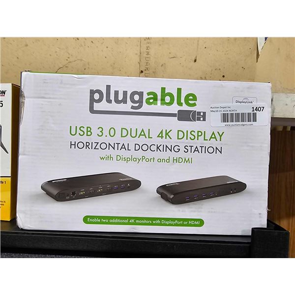Plugable USB 3.0 Dual 4K Display Horizontal Docking Station
