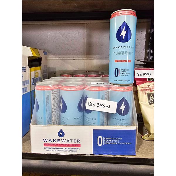 Wake Water Grapefruit caffeinated sparkling water 12 x 355ml