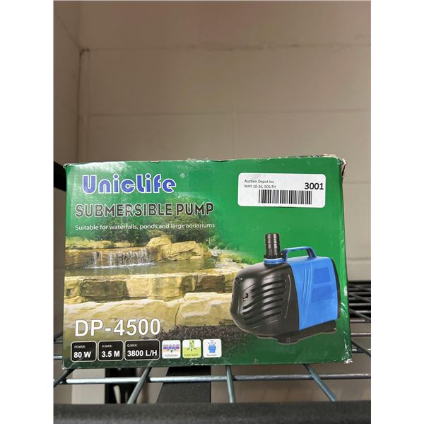 Uniclife submersible pump for outdoor waterfalls, ponds and large aquariums. Model DP-4500