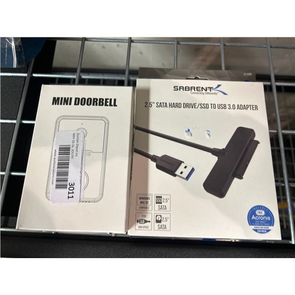 Lot of mini doorbell camera and Sabrent 2.5" sata hard drive/ssd to usb 3.0 adapter