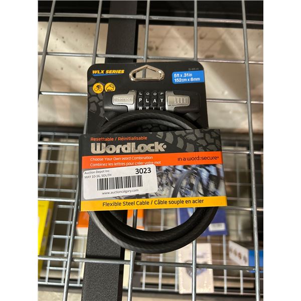 Wordlock resettable combination cable lock